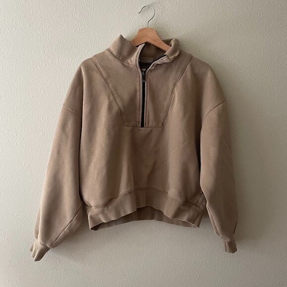 ESSENTIALS Fear of God beige half zip sweatshirt womens size M - Picture 1 of 6